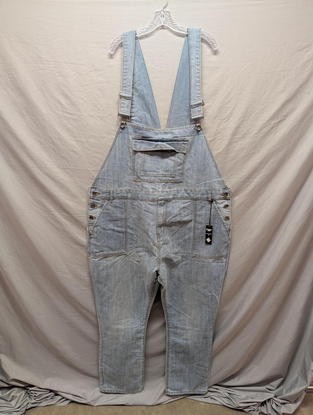 ENZO 989 Overalls Mens 50R Light Wash Denim Bib Side Button EZD 390 BLEACH